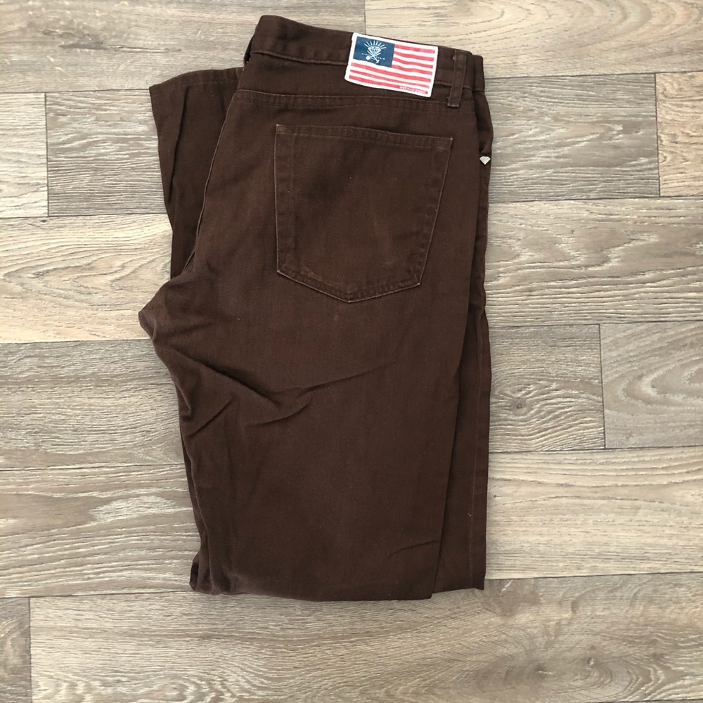 Mens Diamond Supply Brown linear Jeans size 36